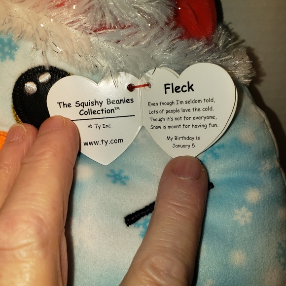 Super Cute Ty Squishy Beanies Collection "Fleck" the Snowman - Picture 9 of 11